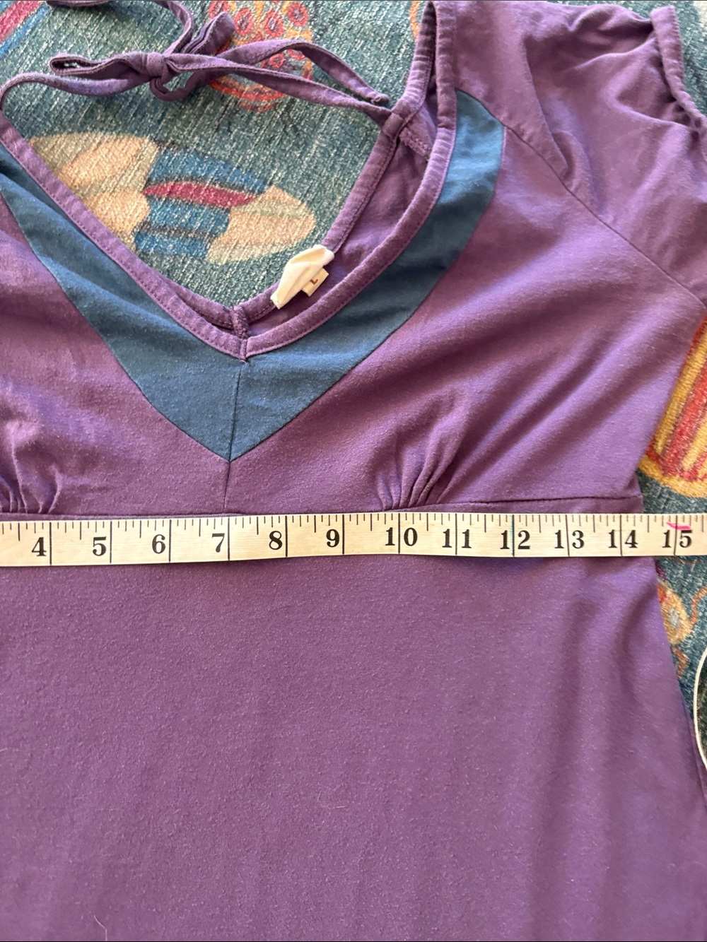 Vintage Synergy Organic appliqué cotton dress ocean 🌊 waves L runs small - Picture 7 of 8